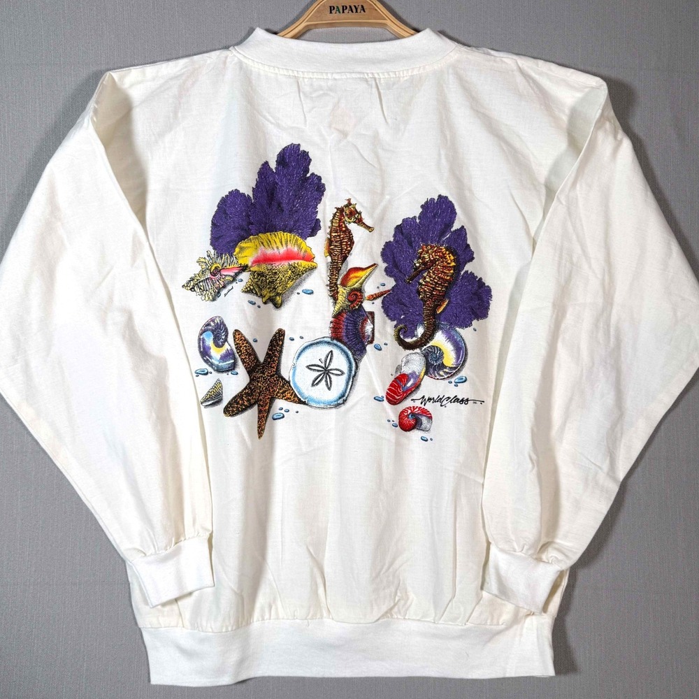 90s SeaWorld Texas White Lightweight Sweatshirt Medium Made in USA 90s Crewneck